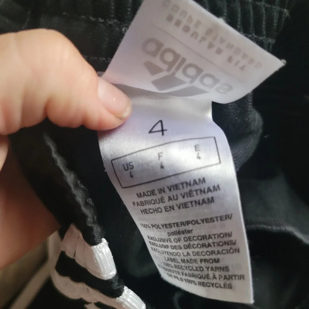 Adidas Joggers Kids Size 4 Black White 3-Stripe Track Pants AK0252 Activewear